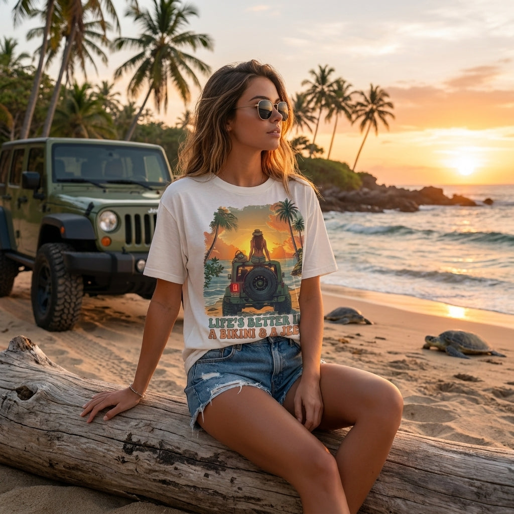 Bikini and Jeep T-Shirt