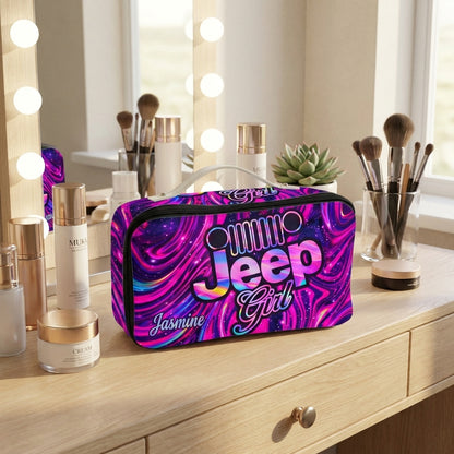 Jeep Girl Personalized Leather Makeup Bag
