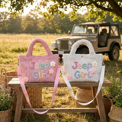 [BUY 1 GET 1 FREE] Jeep Girl Custom Embroidered Corduroy Bucket Handbag