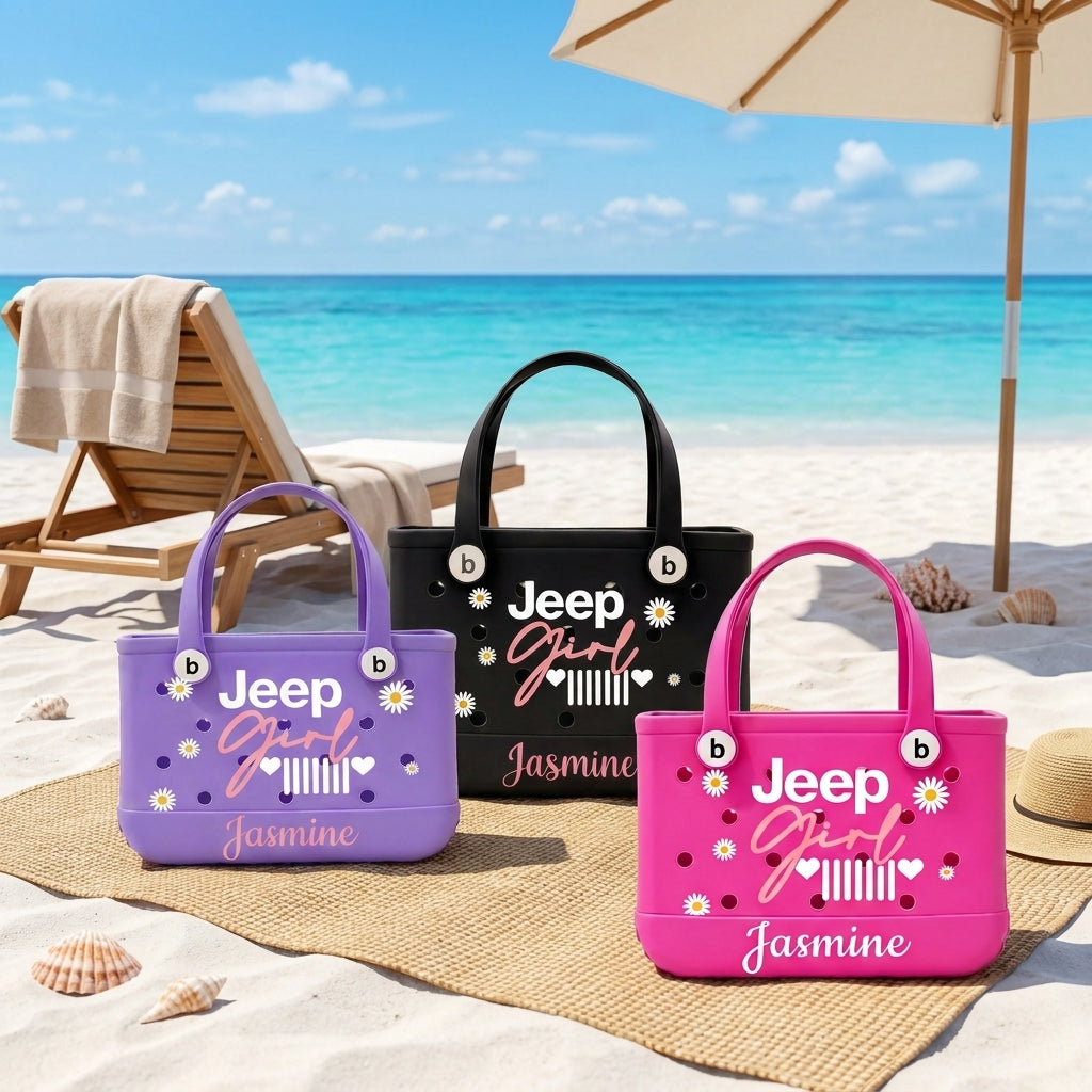 Jeep Girl Personalized Rubber Tote Bag