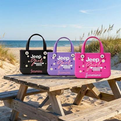 Jeep Girl Personalized Rubber Tote Bag
