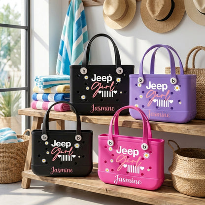 Jeep Girl Personalized Rubber Tote Bag