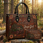 Jeep Girl Sunflower Personalized Leather Bag + Free Wallet