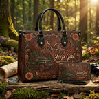 Jeep Girl Sunflower Personalized Leather Bag + Free Wallet