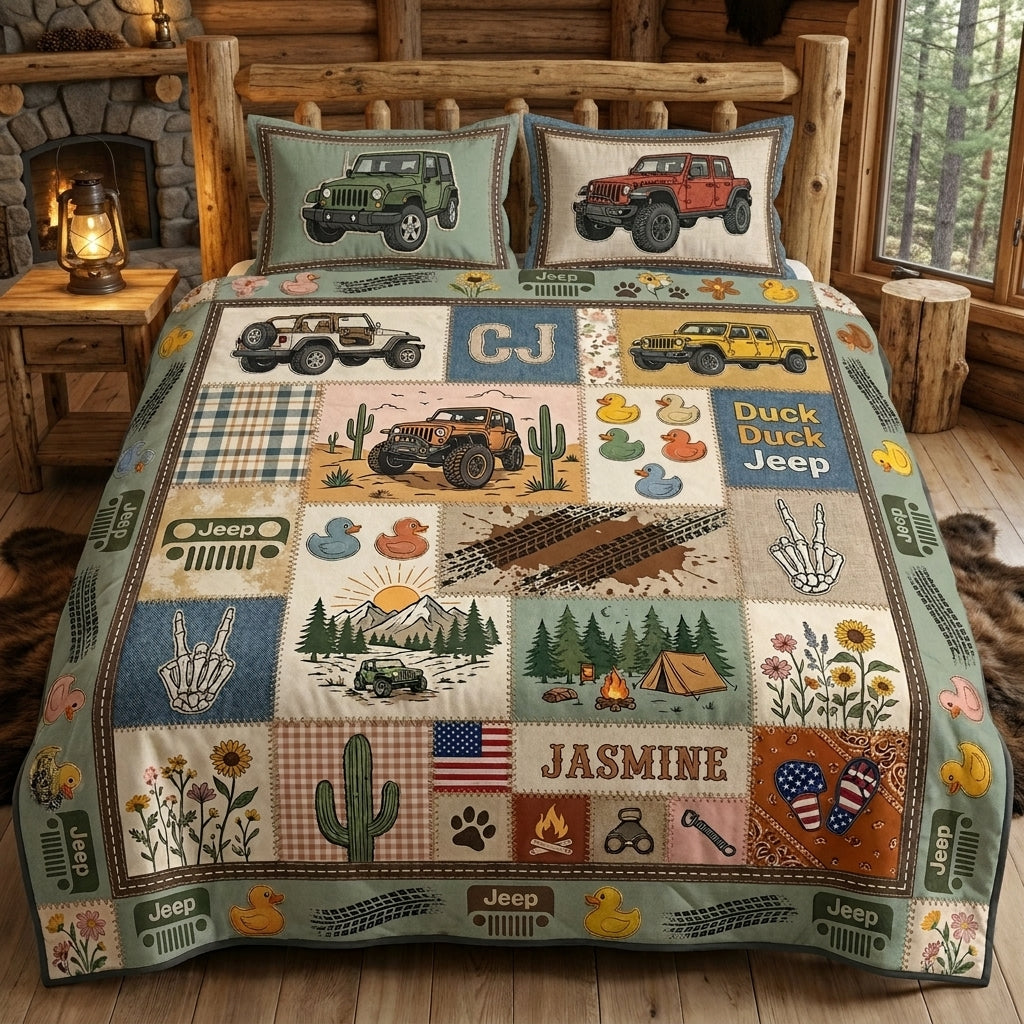 Duck Duck Jeep Personalized Quilted Bedding Set