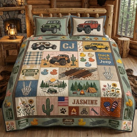 Duck Duck Jeep Personalized Quilted Bedding Set
