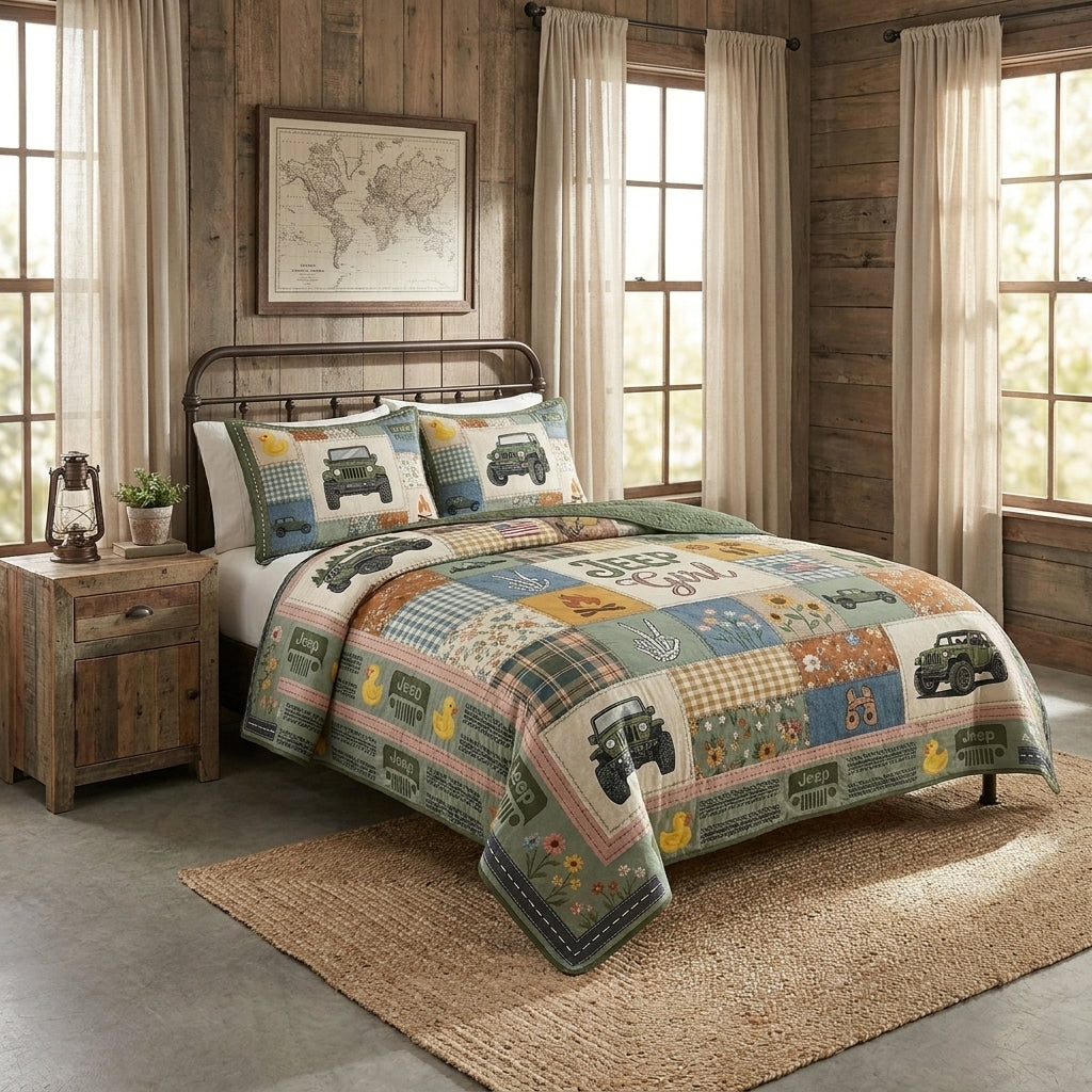 Jeep Girl Quilted Bedding Set