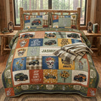 Jeep Skeleton Personalized Quilted Bedding Set