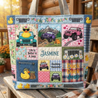 Duck Duck Jeep Personalized Quilted Tote Bag & Free-Motion Embroidery Wallet Set