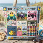 Duck Duck Jeep Personalized Quilted Tote Bag & Free-Motion Embroidery Wallet Set