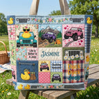 Duck Duck Jeep Personalized Quilted Tote Bag & Free-Motion Embroidery Wallet Set