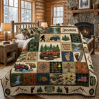 Bigfoot Loves Jeeps Personalized Quilted Bedding Set