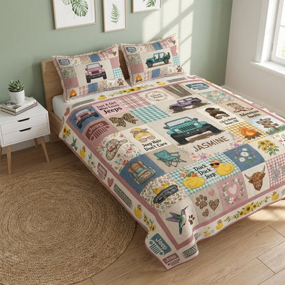 Jeep Hair Don't Care Personalized Quilted Bedding Set