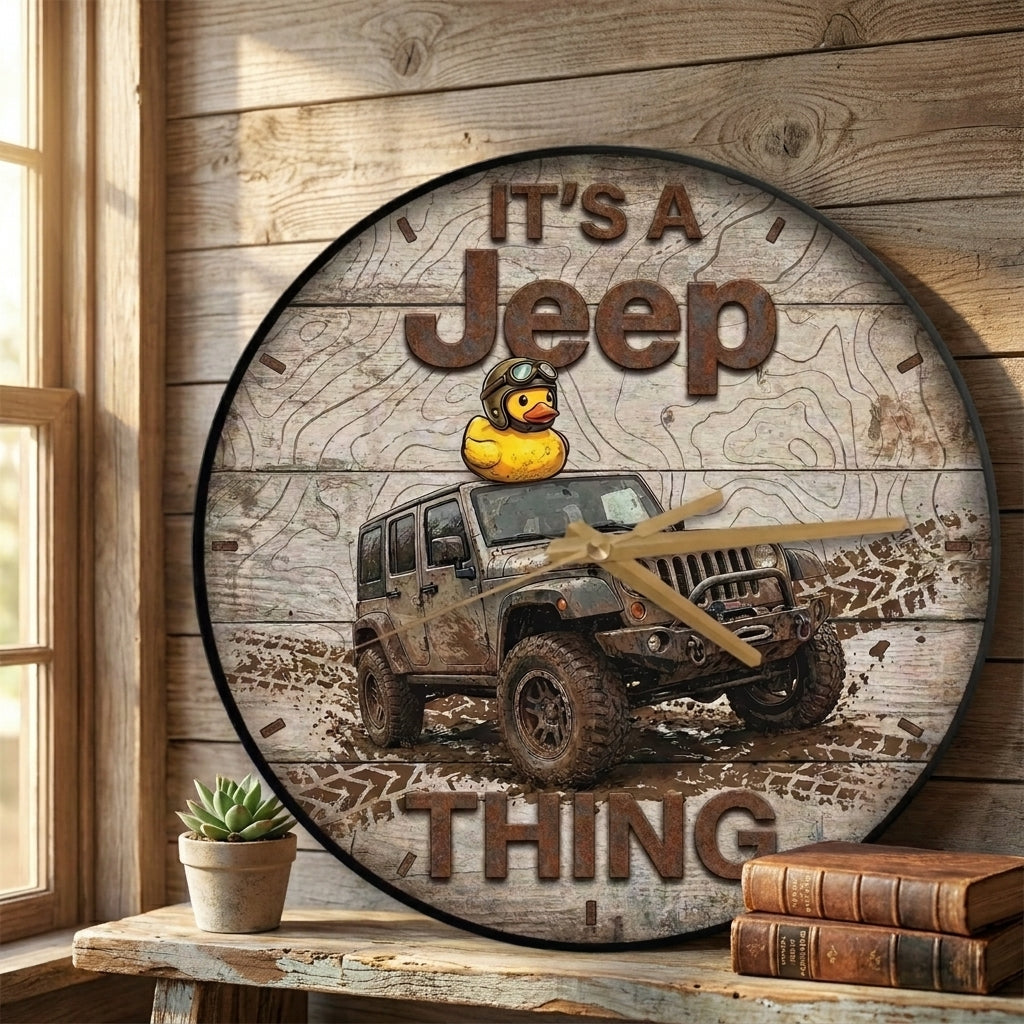 It's A Jeep Thing Wooden Clock