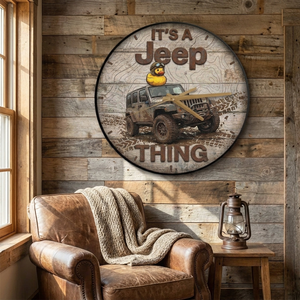 It's A Jeep Thing Wooden Clock