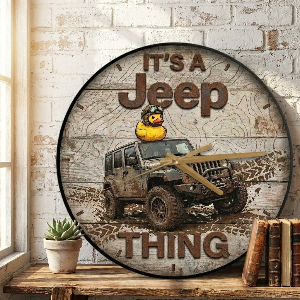 It's A Jeep Thing Wooden Clock