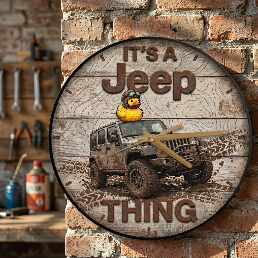 It's A Jeep Thing Wooden Clock
