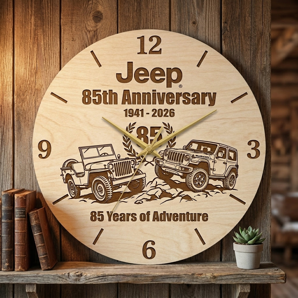 Jeep 85th Anniversary Wooden Clock