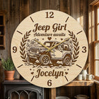 Jeep Girl Personalized Wooden Clock