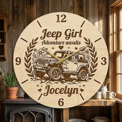 Jeep Girl Personalized Wooden Clock