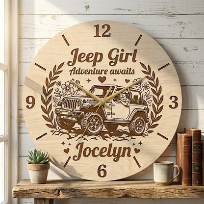 Jeep Girl Personalized Wooden Clock