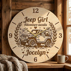 Jeep Girl Personalized Wooden Clock