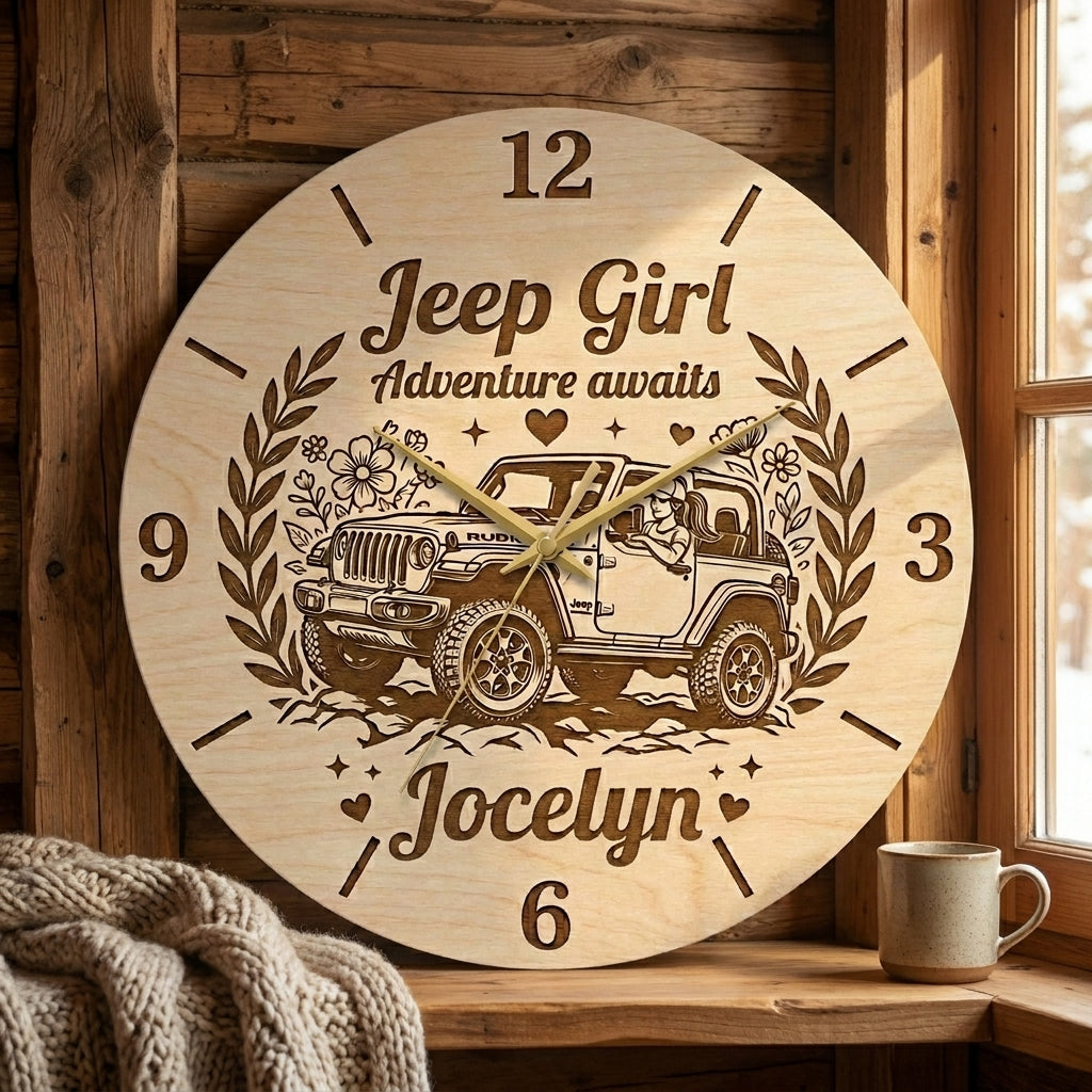 Jeep Girl Personalized Wooden Clock