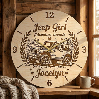 Jeep Girl Personalized Wooden Clock