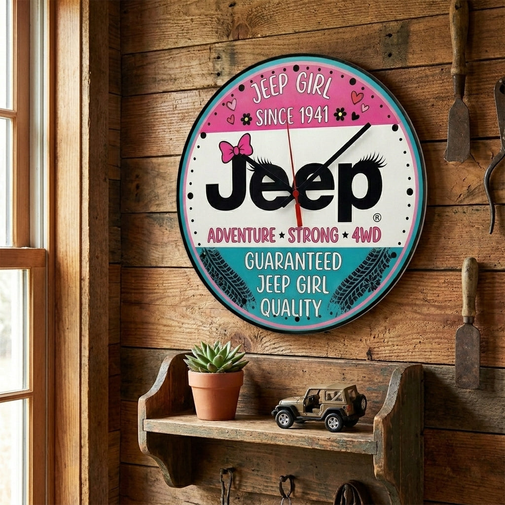 Jeep Girl Since 1941 Wooden Clock