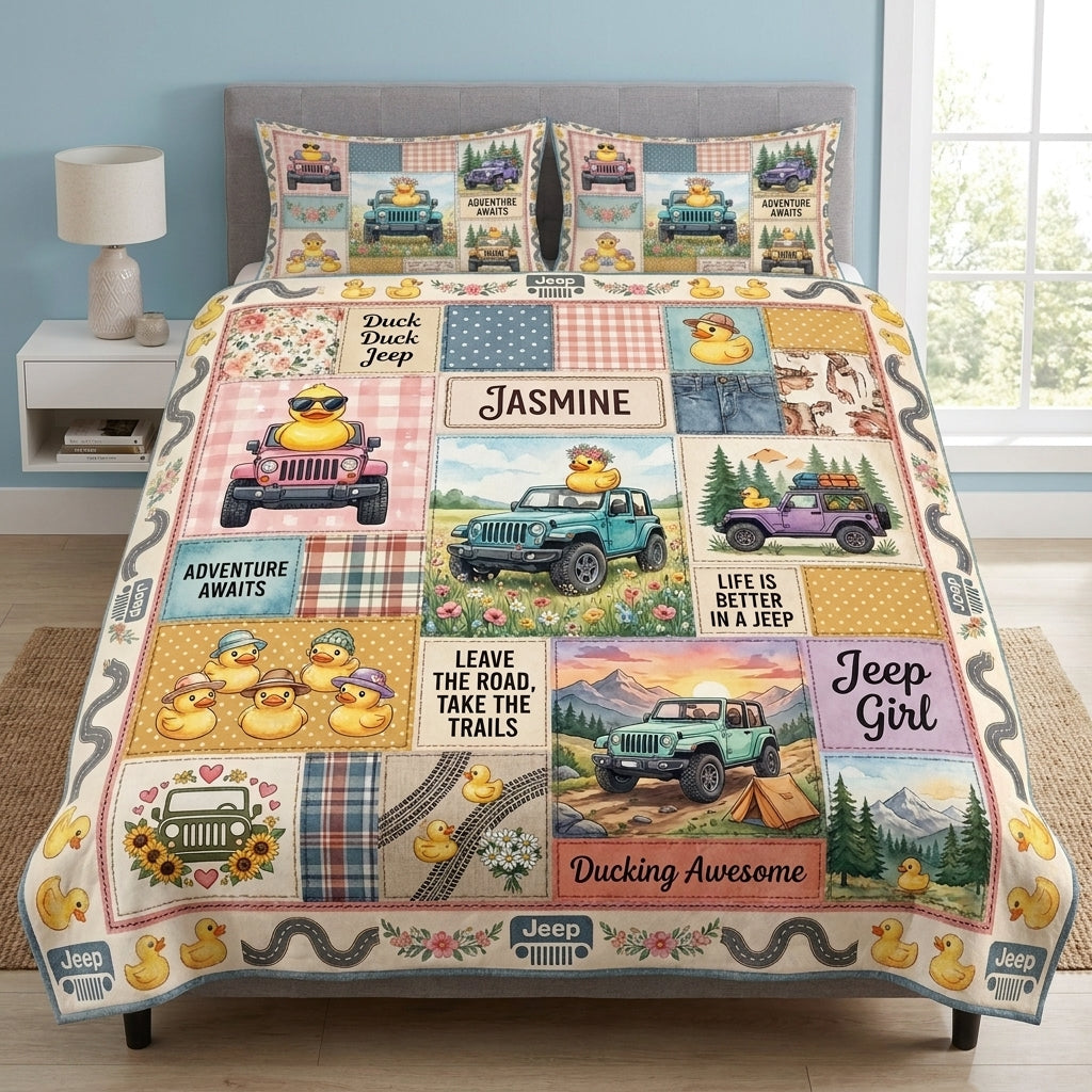 Duck Duck Jeep Personalized Quilted Bedding Set