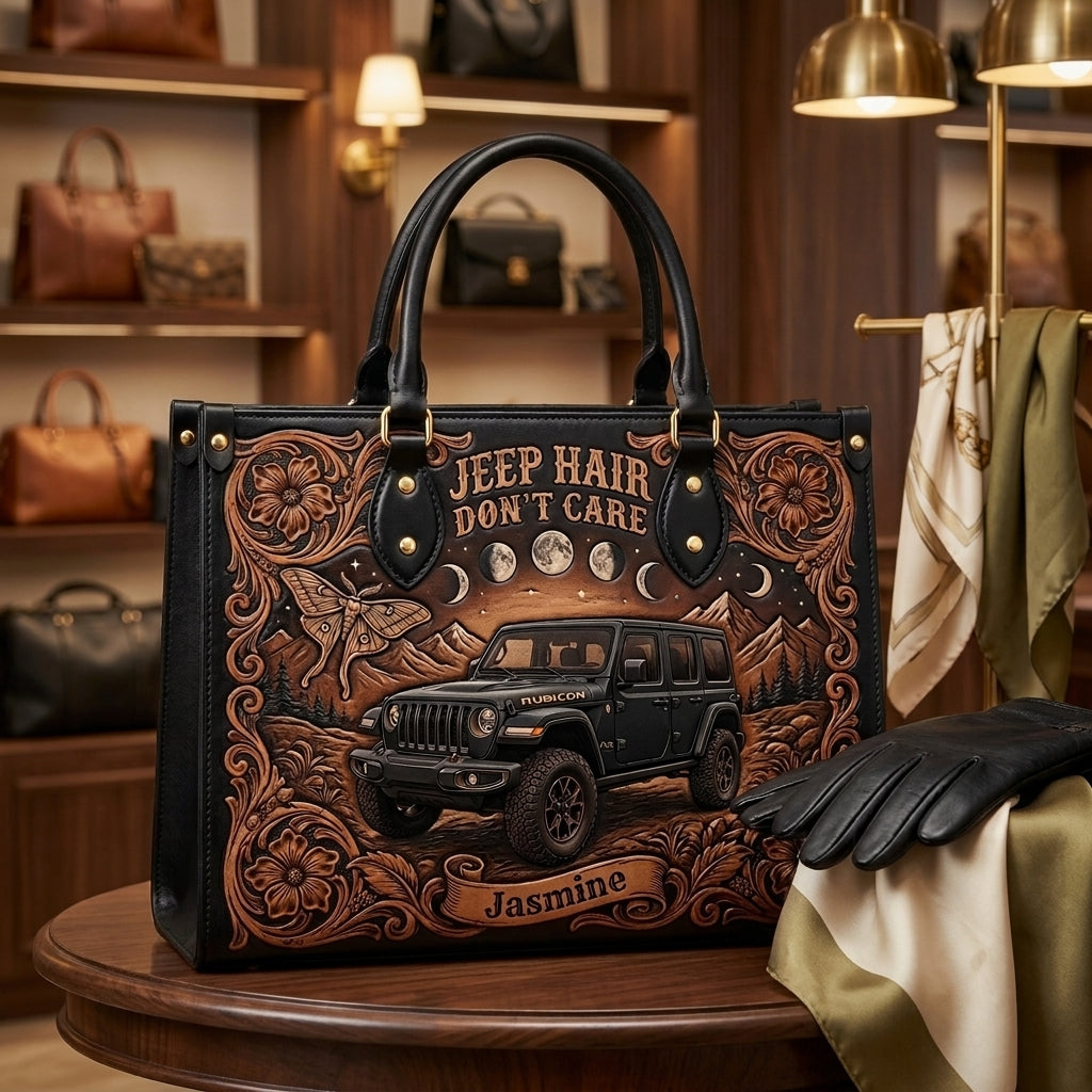 Jeep Hair Don't Care Personalized Leather Bag + Free Wallet