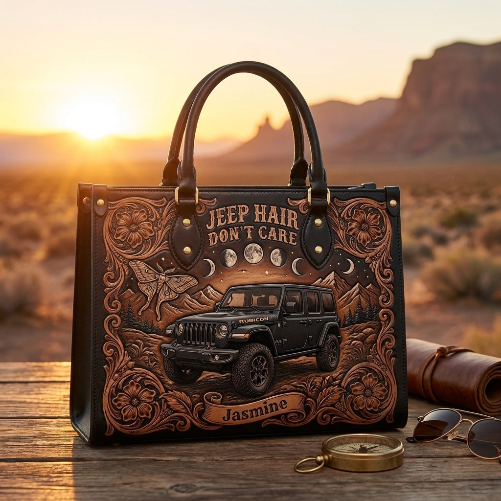 Jeep Hair Don't Care Personalized Leather Bag + Free Wallet