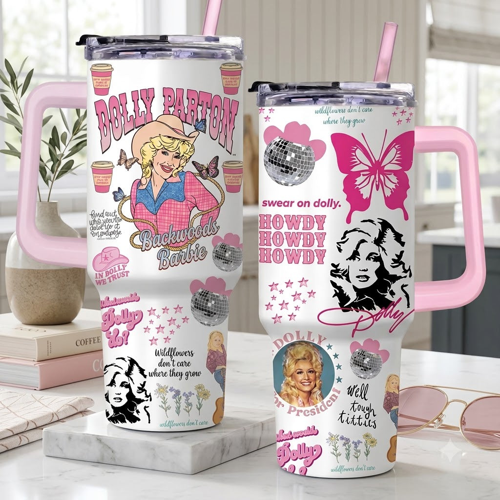 In Dolly We Trust 40oz Tumbler With Handle