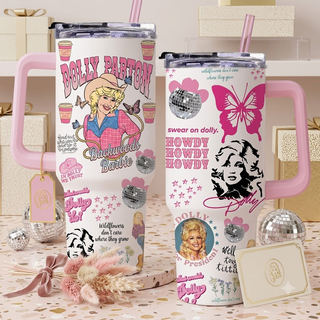 In Dolly We Trust 40oz Tumbler With Handle