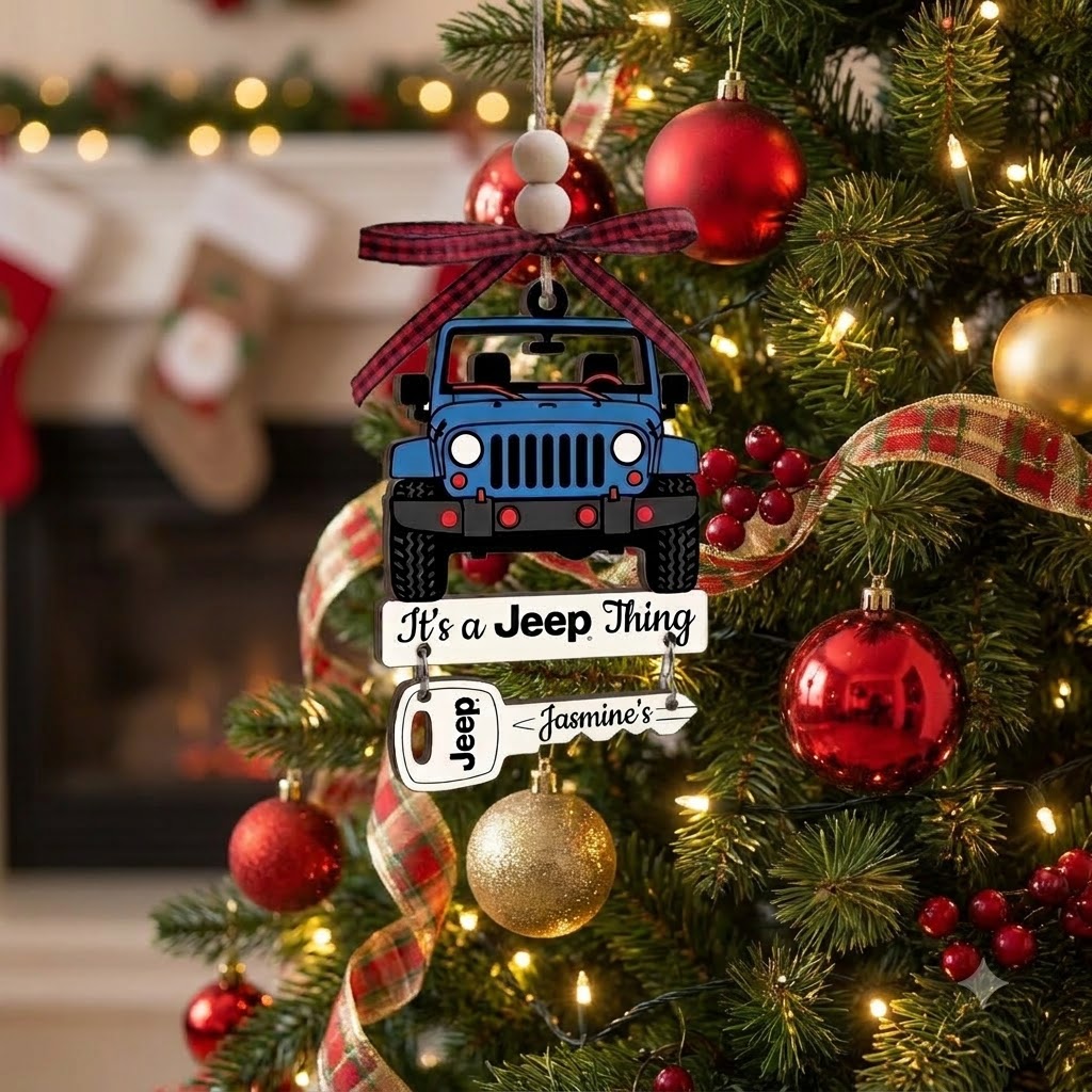 It's A Jeep Thing Wooden Ornament With Wooden Tag
