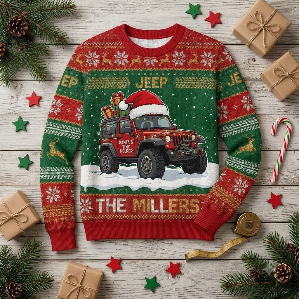 Santa Tiny Helper Personalized Ugly Sweatshirt