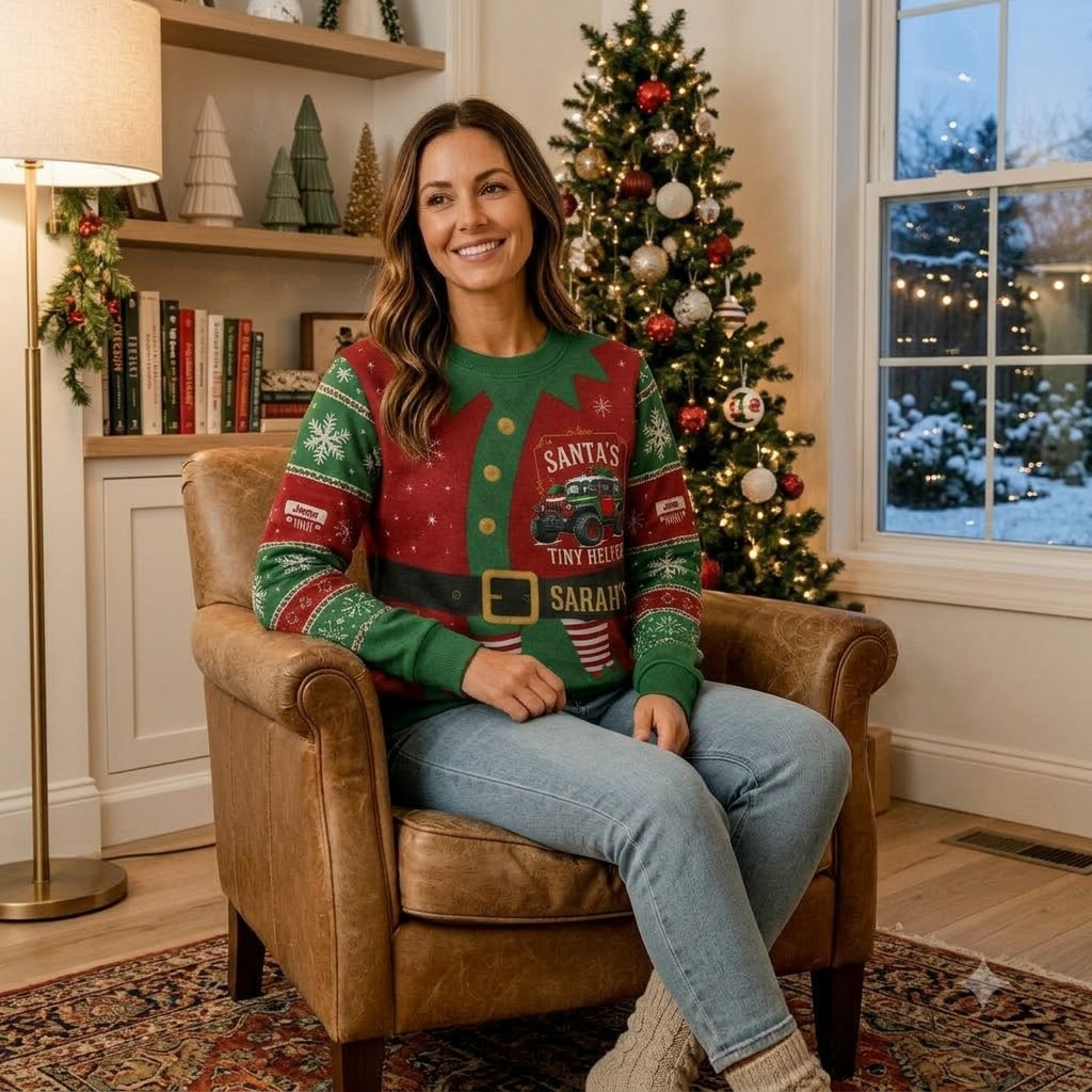 Santa Tiny Helper V2 Personalized Ugly Sweatshirt