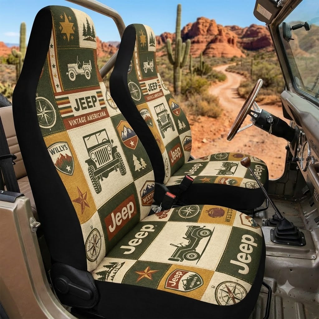 Vintage Americana Jeep Car Seat Covers