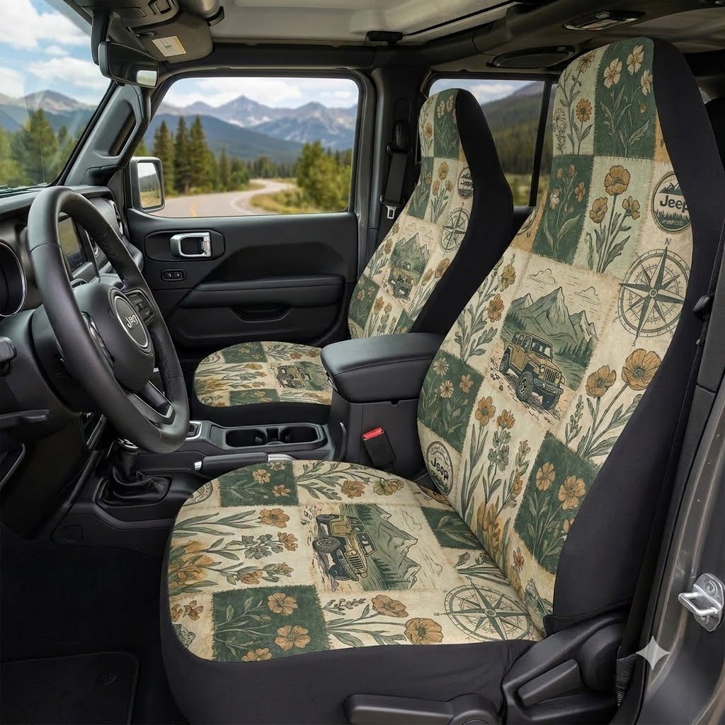 Vintage Floral Jeep Car Seat Covers