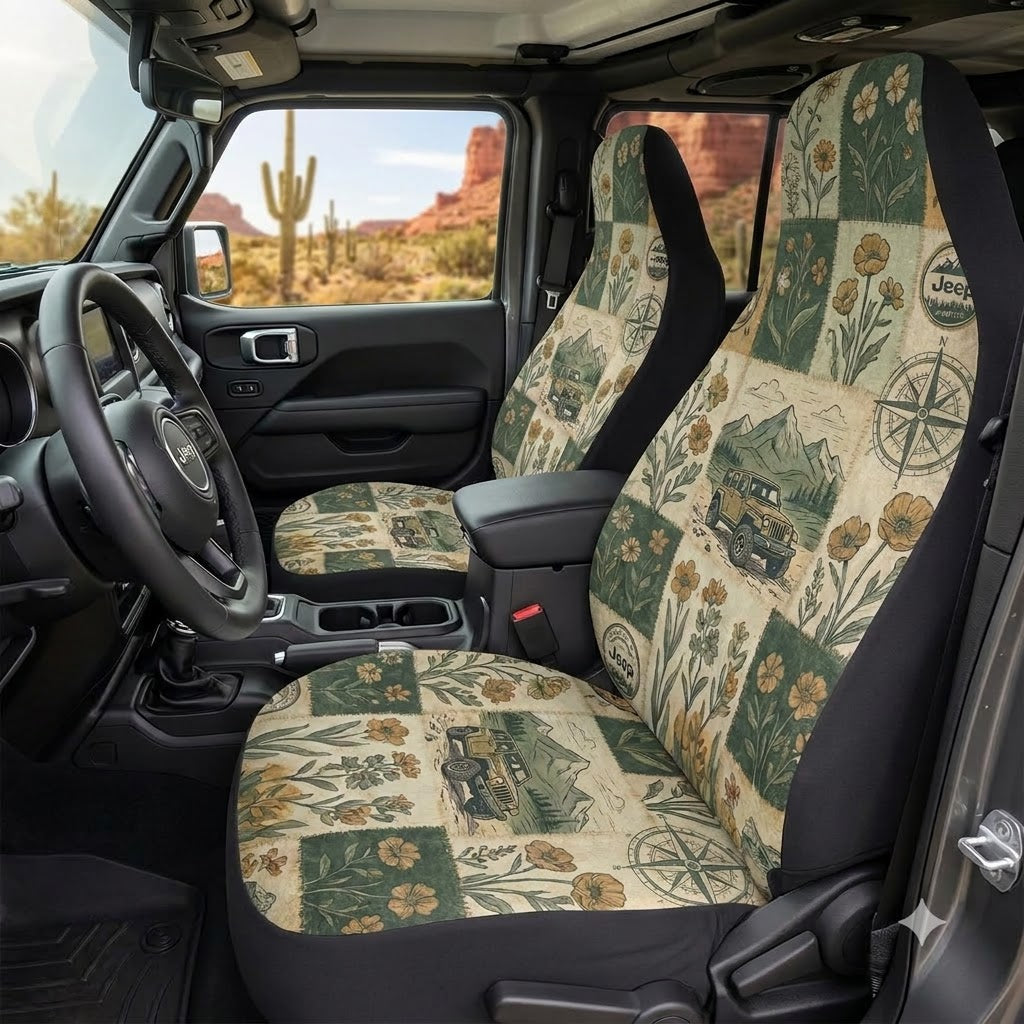 Vintage Floral Jeep Car Seat Covers