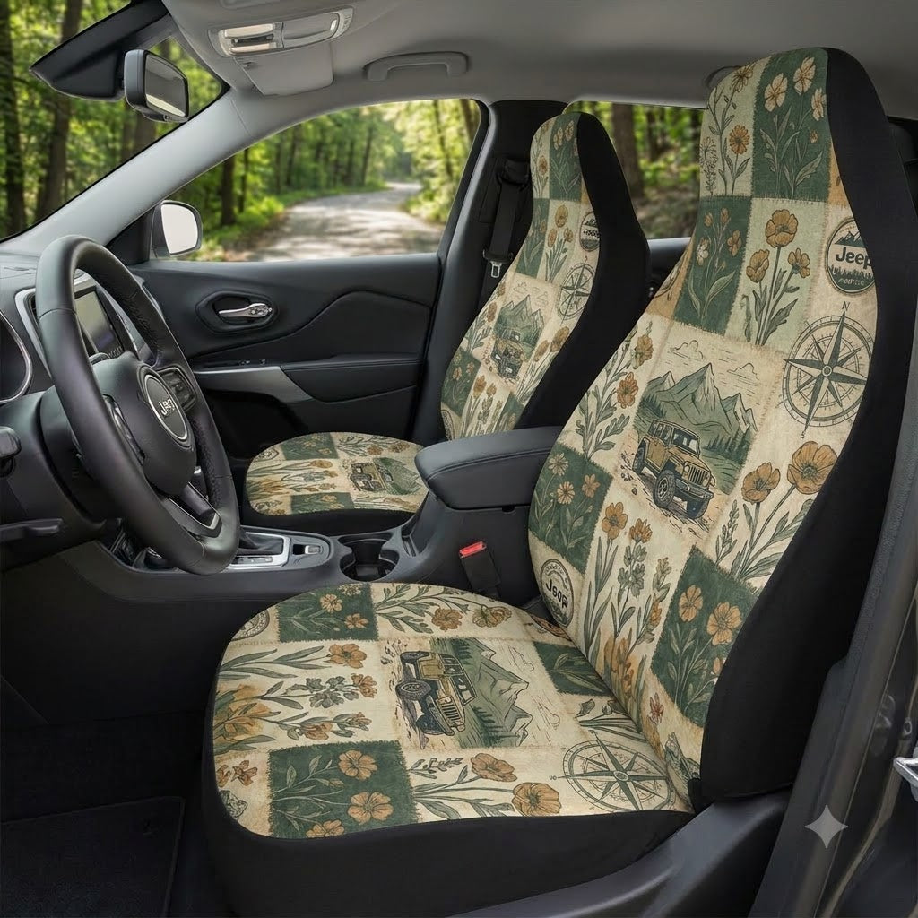 Vintage Floral Jeep Car Seat Covers