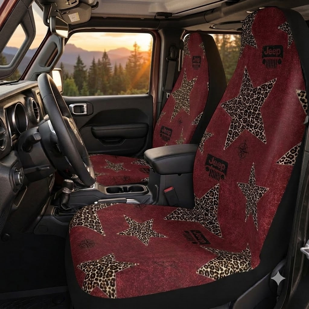 Western Leopard Star Jeep Car Seat Covers
