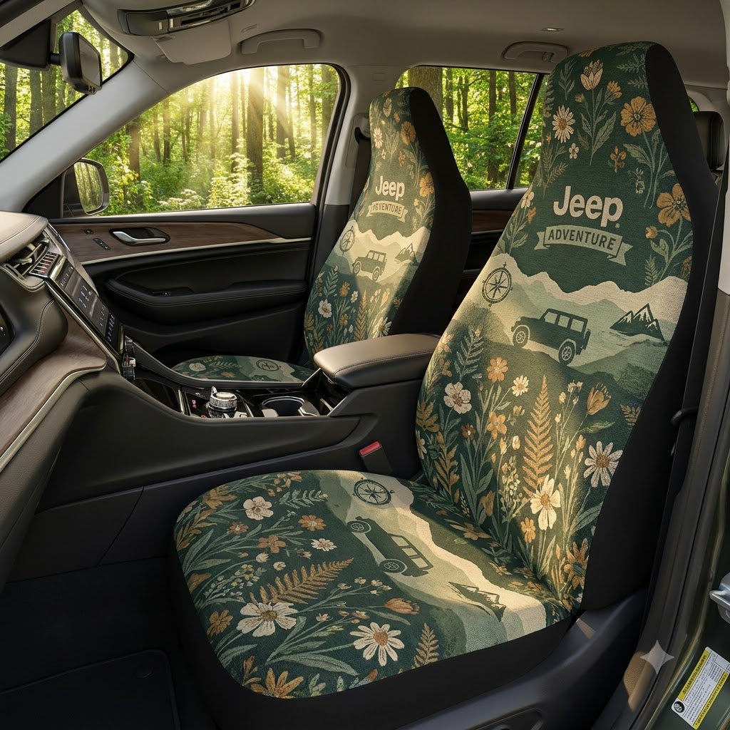 Boho Floral Jeep Car Seat Covers