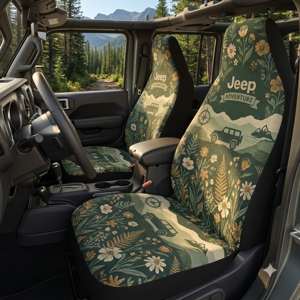 Boho Floral Jeep Car Seat Covers