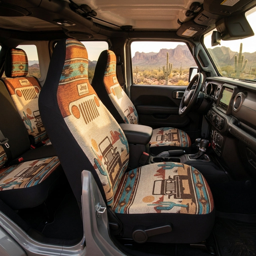 Southwestern Jeep, Cactus & Desert Adventure Car Seat Covers