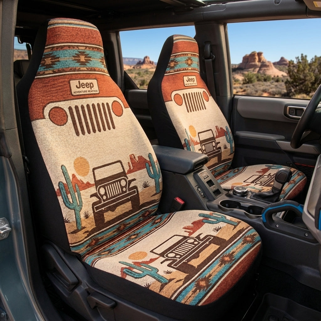 Southwestern Jeep, Cactus & Desert Adventure Car Seat Covers