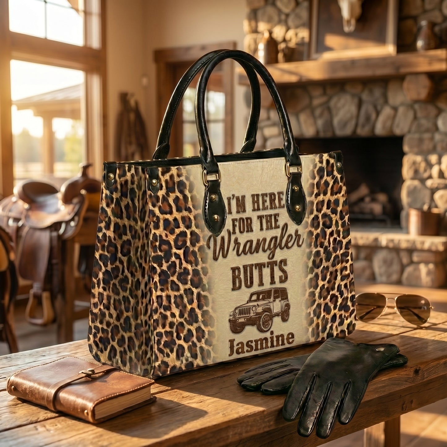 Wrangler Leopard Personalized Leather Bag