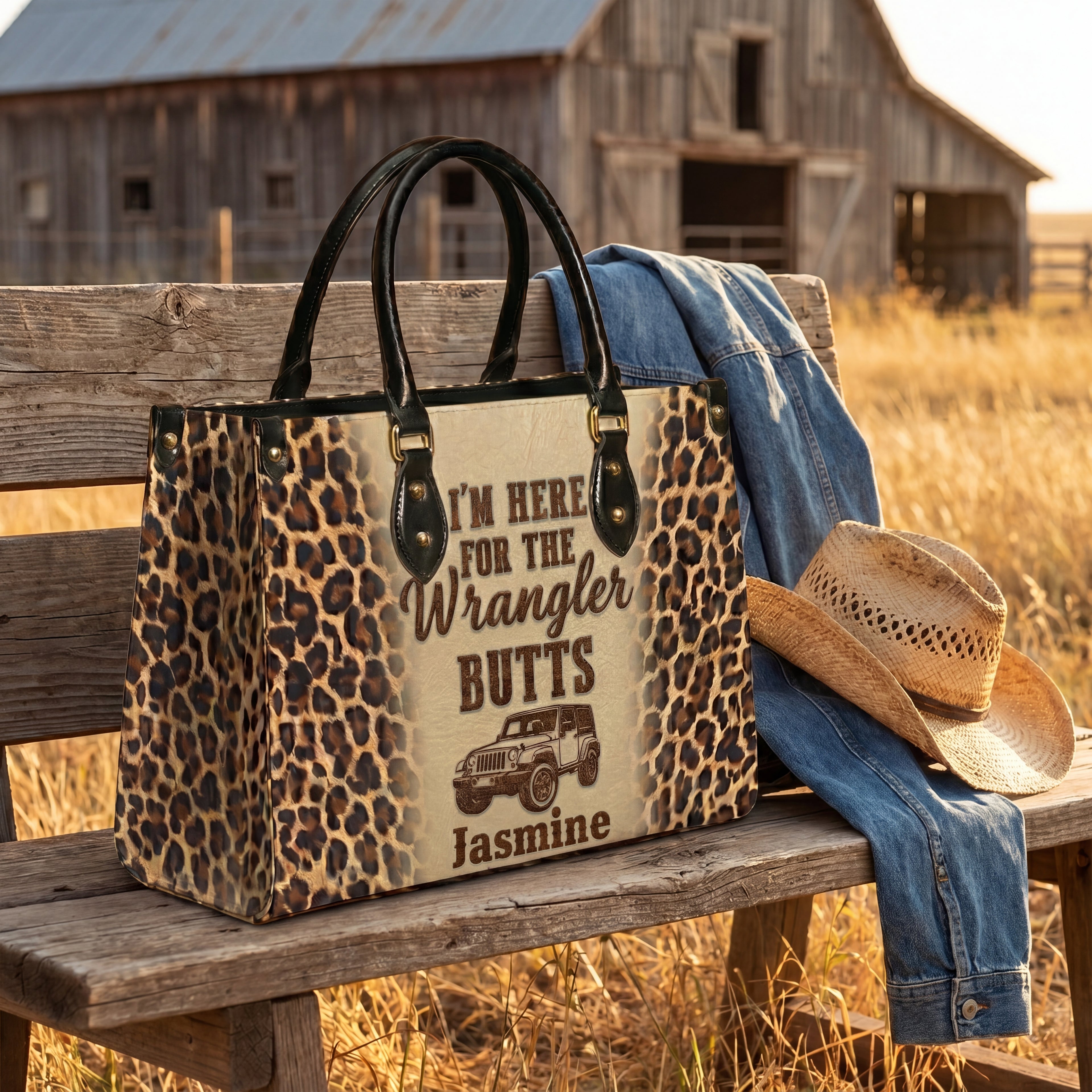 Wrangler Leopard Personalized Leather Bag