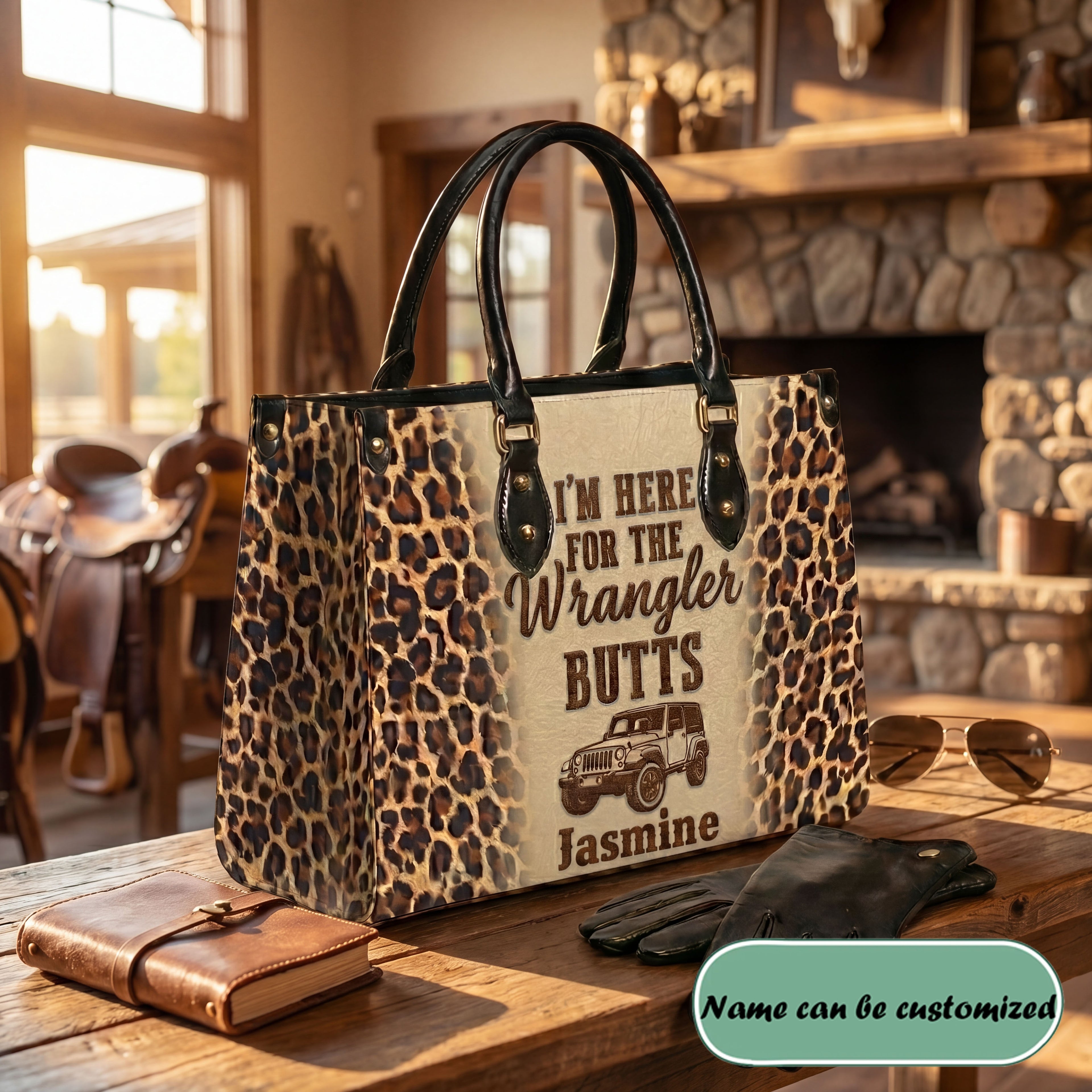 Wrangler Leopard Personalized Leather Bag