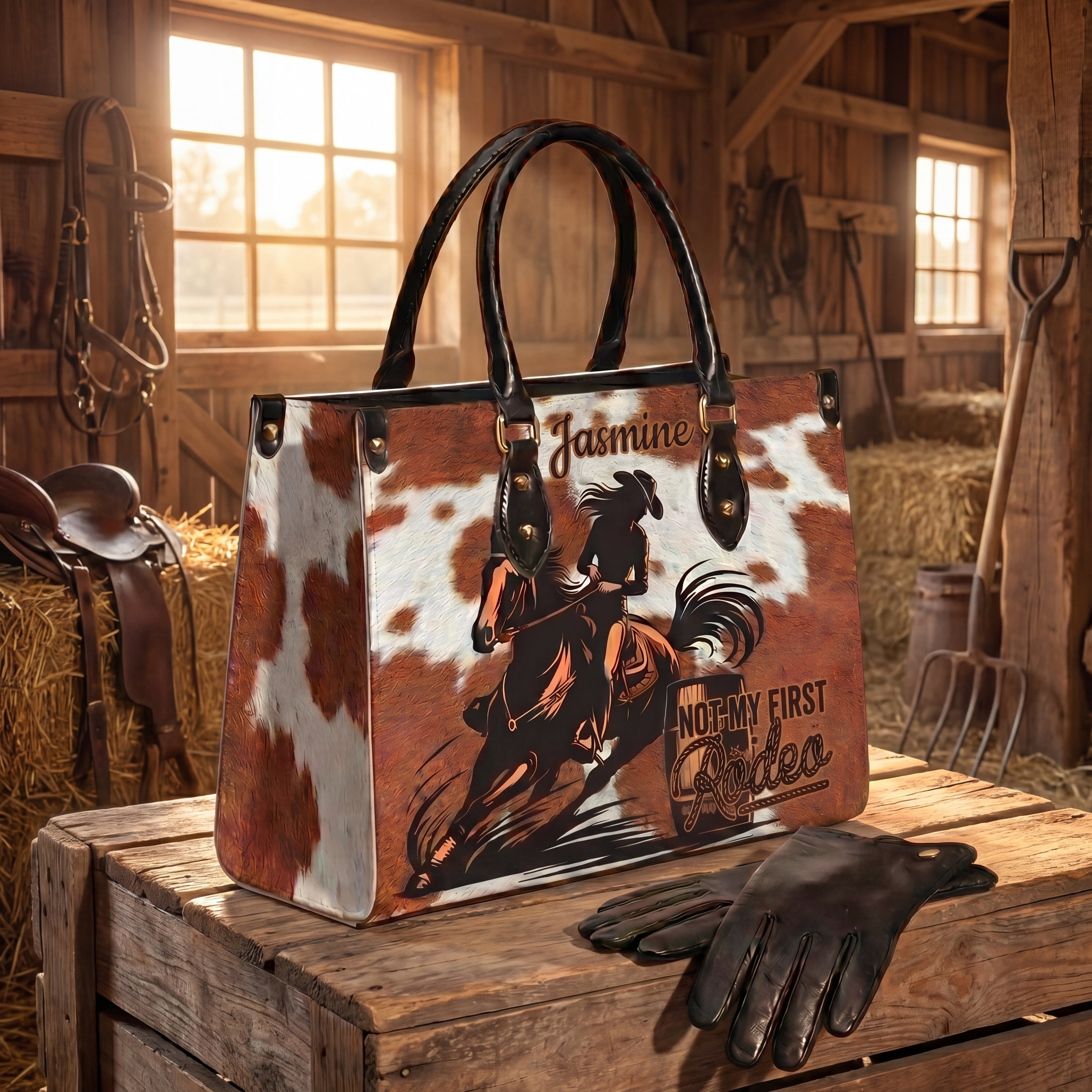 Not My First Rodeo Personalized Leather Bag